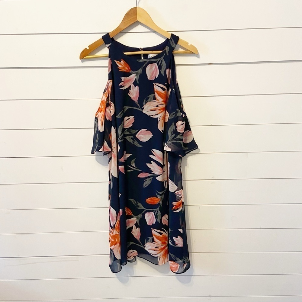 Eliza J | Cold Shoulder Floral High Neck Mini Dress Size 12